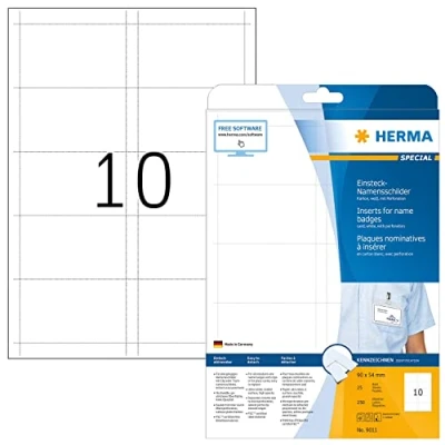Afbeelding van Herma Naam insteekbadges, A4, 90 x 54 mm, wit, van karton, niet kleven