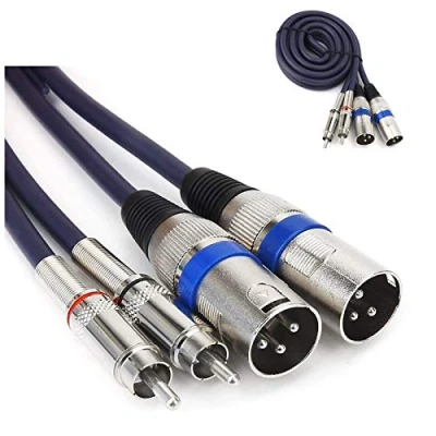 Afbeelding van 2x XLR mannelijke kabel naar 2 x RCA kabel, Adapter, microfoon audio connector versterker 1.5m Donkerblauw