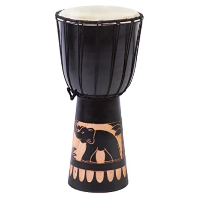 Afbeelding van 40cm djembe trommel bongo olifant zwart beginners kinderen goed geluid