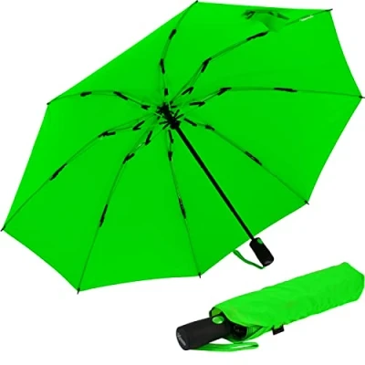 Afbeelding van iX brella Omgekeerd openende glasvezelzakparaplu met gekleurde spaken, neongroen, 106 cm