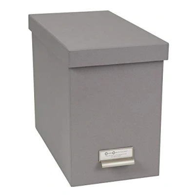 Afbeelding van Bigso Box of Sweden File Organizer Storage Stijlvolle inclusief 8 hangende vijlen container voor mappen van vezelplaat en papier grijs