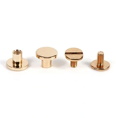 Afbeelding van 10 sets Massief Messing Knop Stud Nagelschroef Terug Klinknagels Lederen Craft Platte Riem voor DIY Decoratie Boekbinden Ronde Kop Schroef 5/6.5 / 8mm(6.5mm)