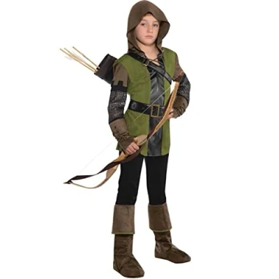 Afbeelding van amscan 845714 55 Kind Jongens Prince of Thieves Fancy Dress Robin Hood Kostuum Outfit (Leeftijd 8 10 jaar)