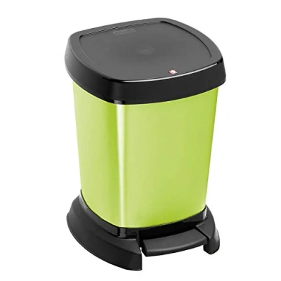 Afbeelding van Rotho Paso Afvalbak 6l voor de badkamer met pedaal en deksel, Kunststof (PP) BPA vrij, groen/metaal, (23.4 x 21.9 29.2 cm)