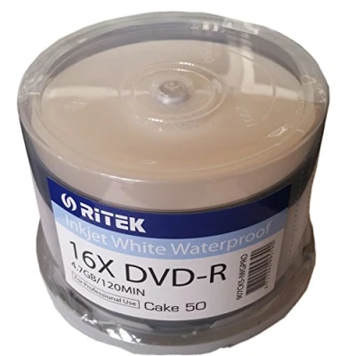 Afbeelding van DVD R 4,7GB RITEK 16xSpeed Waterproof printable Cakebox 50 stuks