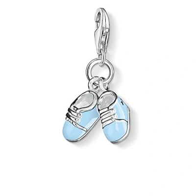 Afbeelding van Thomas Sabo Dames bedelhanger babyschoenen blauw geboorte Charm Club 925 sterling zilver 0822 007 1
