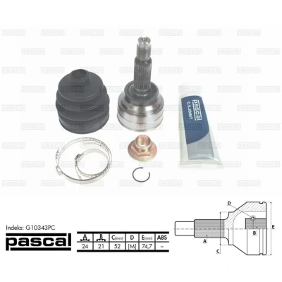 Afbeelding van Homokineet reparatie set, aandrijfas PASCAL G10343PC