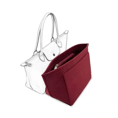 Afbeelding van D.DUO Tasinzet organizer, handtasaccessoires, geschikt voor de tas van Longchamp met lang hengsel (wijnrood, M [lang hengsel])