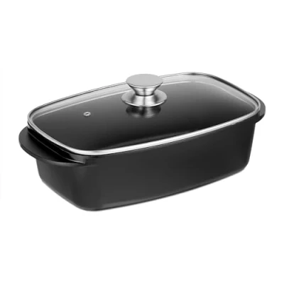 Afbeelding van Relaxdays braadpan met deksel handgreep 5 l aluminium voor gas elektrisch oven