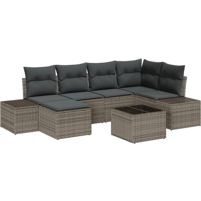 Afbeelding van vidaXL 6 Delige Tuin Sofa Set Met Kussens Zwart Poly Rattan