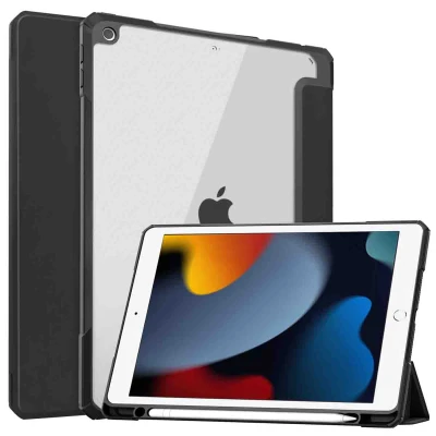 Afbeelding van Apple iPad 10.2 (2020) Hoes: iMoshion Trifold Hardcase Bookcase Shockproof/Valbescherming Hardcase,Bookcase Zwart Kunststof Tablet Hoezen