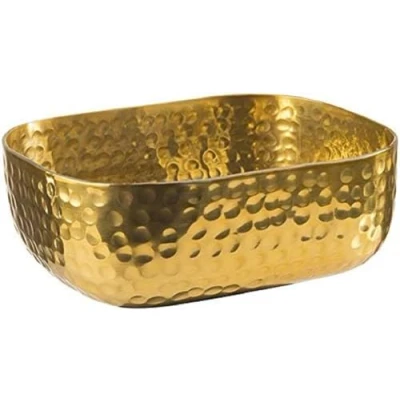 Afbeelding van APS schaal van aluminium met gehamerd, goudkleurig oppervlak, broodschaal, voor b.v. koude en warme gerechten, 15,5 x 12,0 cm, 0,7 ltr.