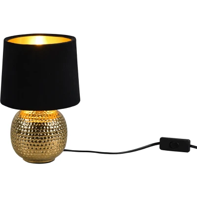 Afbeelding van REALITY SOPHIA Tafellamp Goud excl. 1x E14 40W Snoerschakelaar Zwarte kap