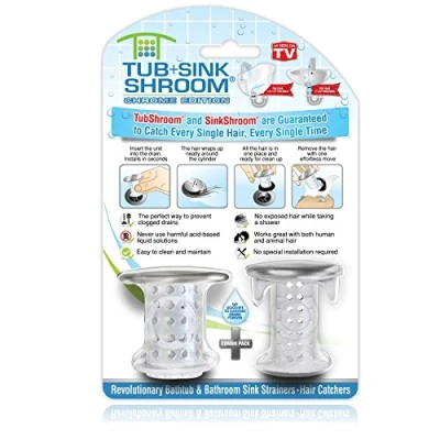 Afbeelding van TubShroom SinkShroom Afvoerbescherming, haarvanger voor badkuip en wastafel, chroom