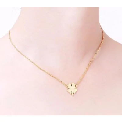 Afbeelding van Ketting met hanger klavertje 4 goudkleur