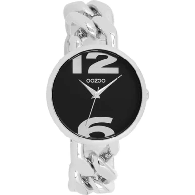 Afbeelding van OOZOO Timepieces zilverkleurige horloge met grove schakelarmband C11261