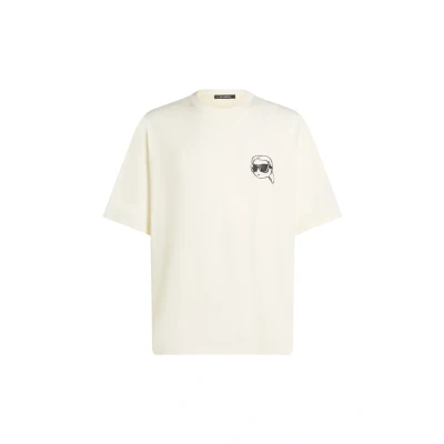 Afbeelding van KARL Lagerfeld IKON Tshirt print, Heren, Maat: Large, Cannoli cream