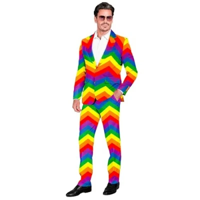 Afbeelding van Widmann Grappig &amp; Fout Kostuum Mr Cole Rainbow Man Multicolor XXL Carnavalskleding Verkleedkleding
