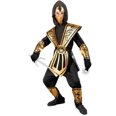 Afbeelding van W WIDMANN MILANO Party Fashion Kinderkostuum Combat Ninja, goud, strijder, Kung Fu krijger, Japan