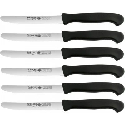 Afbeelding van Eikaso Solingen Ontbijtmes Set Gekarteld RVS Lemmet 11 cm Zwart Heft 6 Stuks
