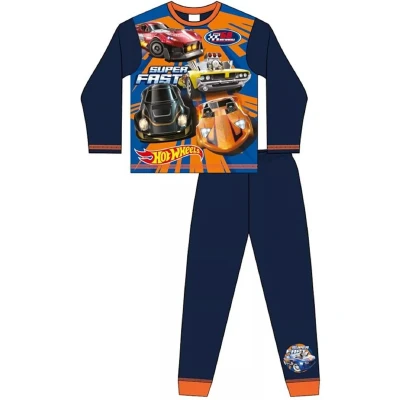 Afbeelding van Hot Wheels Pyjama Blauw Hotwheels Super Fast Pyjamabroek en pyjamashirt Maat 104/110