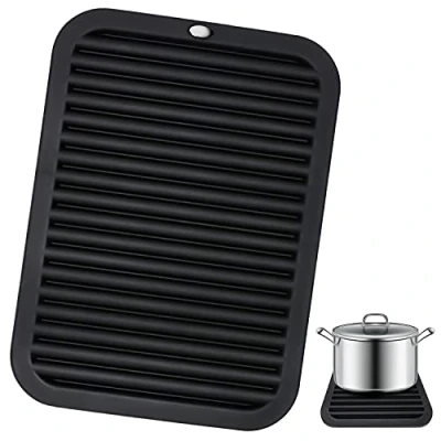 Afbeelding van GIAK Hittebestendige mat siliconen keukentafelmatten zwart 30 x 23 cm voor stijltang, krultang, plank, keuken
