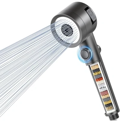 Afbeelding van Magichome douchekop met filter in 20 lagen, hogedruk handdouche, 3 straalsoorten, waterbesparende voor het verwijderen van hard water, restchloor, bacteriën en zware metalen