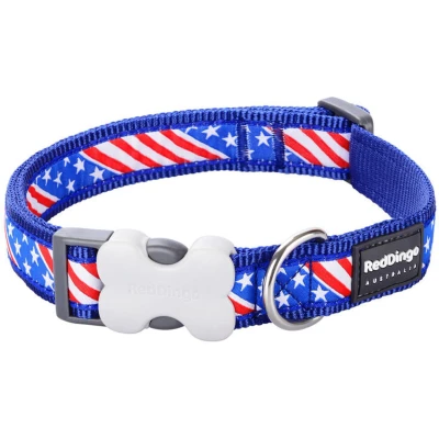 Afbeelding van Hondenhalsband Red Dingo US Flag 20 32 cm Blauw