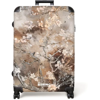 Afbeelding van NoBoringSuitcases.com® Koffer groot Reiskoffer lichtgewicht Amandelbloesem beige Rolkoffer met 4 wielen Grote trolley XL 98 liter bagage