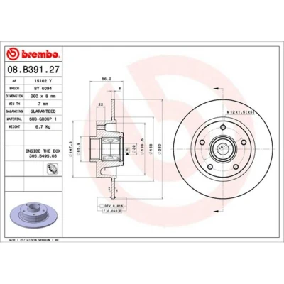 Afbeelding van Brembo Remschijven 08.B391.27