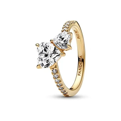 Afbeelding van Pandora 161198C01 50 Dubbel Hart Ring is maat 15.5