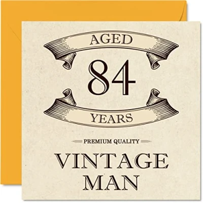 Afbeelding van Vintage 84e verjaardagskaarten voor mannen 84 jaar oud leuke verjaardagskaart opa vader echtgenoot oom broer wenskaarten 145 mm x wenskaarten,