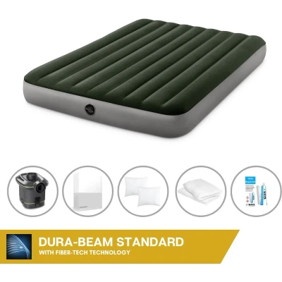 Afbeelding van Intex luchtbedset 2 Persoons 152 x 203 25 cm Groen Met pomp + Accessoires