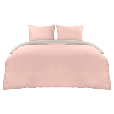 Afbeelding van Utopia Bedding Dekbedovertrek Set Zachte Microvezel 240x220cm met Kussenslopen 65x65cm Beddengoed Roze En Grijs