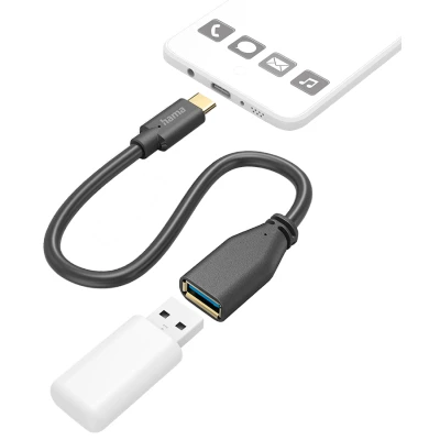 Afbeelding van Hama Usb Adapterkabel Otg C Stekker A Aansluiting 15 Cm Zwart
