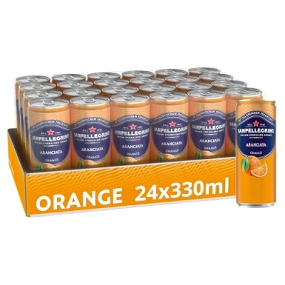 Afbeelding van Sanpellegrino Naturali Aranciata sinaasappellimonade met 16% sinaasappelsap (van concentraat), verpakking van 24 stuks (24 x 330 ml) wegwerpblikjes
