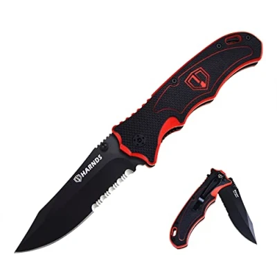 Afbeelding van HARNDS Blazer Vouwmes Buitenjacht Camping 9Cr18MoV Stalen Mes Dubbele Veiligheidslot G10 Handvat Met (Zwart titanium)