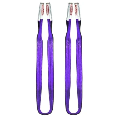 Afbeelding van PONSA. Platte hijsband met lusssen 1000kg 3 Meter Polyester voor zwaar gebruik PONSAGARD gepatenteerd schuur en snijbeschermingssysteem (Pack 2 St.)