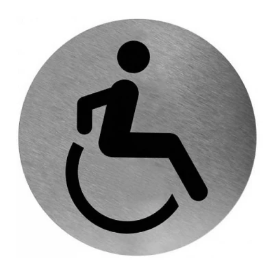Afbeelding van Mediclinics pictogram invalide toilet zelfklevend rond PS0004CS RVS