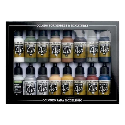 Afbeelding van Vallejo 71191 Modelspoor mengkleur Wit, Marine grijs (mat), Donkergroen, Zand, Bruin, Zeegrijs licht Zwart, Aluminium, Roest, Huidkleur, Goud geel,