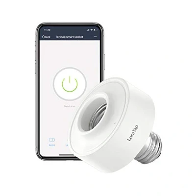 Afbeelding van LoraTap Smart WiFi E27 lampfitting, adapter voor led gloeilamp, draadloze timer, werkt Alexa, afstandsbediening smartphone via Life app, wit