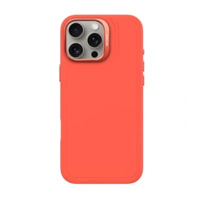 Afbeelding van DECODED Siliconen Stacks Hoesje voor iPhone 16 Pro Max Premium Soft Touch Materiaal Antibacteriële Coating Geschikt MagSafe Tangerine Oranje