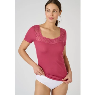 Afbeelding van Damart T shirt, korte mouwen, zacht, zijdeachtig, ondergoed voor dames, Grijze Rose, XL