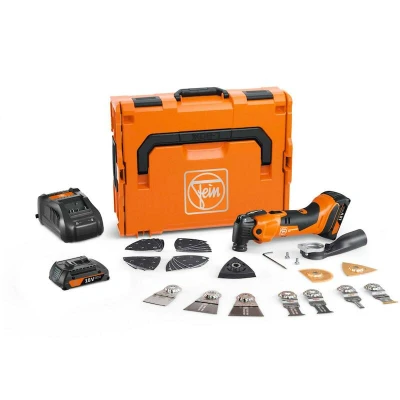 Afbeelding van FEIN accu Multimaster AMM 500 Plus Top 2.0Ah AS, meer dan 30 accessoires voor het zagen van hout en metaal, slijpen tegels nog veel meer, 2 x 18 V/2 Ah snellader GAL 1880PS