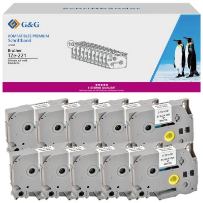 Afbeelding van G&amp;G Labeltape Tapekleur: Wit Tekstkleur: Zwart 9 mm 8 m