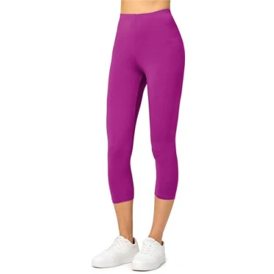 Afbeelding van Merry Style MS MS10 144 LE Dames Capri Leggings Sport Vrijetijdsbroek 3/4 Lengte Viscose Sporbroek Yogabroek Fuchsia2 S