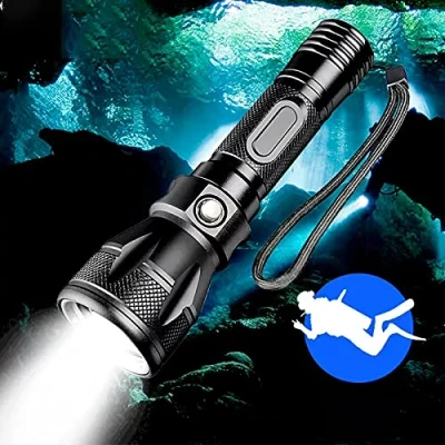 Afbeelding van WESLITE Duiken Torch Oplaadbare, Zaklamp LED Super Heldere 1800 Lumen IPX8 Waterdichte Duik Licht voor Onderwater 100M Dompelbare Lichten 3 Modi met Batterij en Oplader