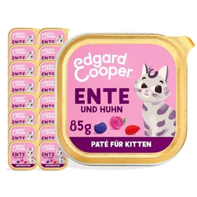 Afbeelding van Edgard &amp; Cooper Kattenvoer, nat voer, graanvrij gesteriliseerd of actief kittens, natuurlijke natte 85 g x 16 eend kip, heerlijk en evenwichtig voer