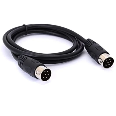 Afbeelding van DIN 6 PIN kabel mannelijk naar 6pin MIDI adapter voor synthesizer microfoon toetsenbord instrument en home muziek studio (1 meter)