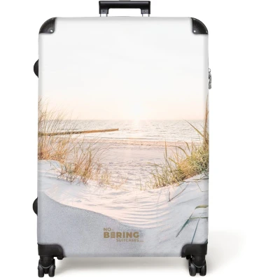 Afbeelding van NoBoringSuitcases.com® Koffer groot Reiskoffer lichtgewicht Strand Duinen Zonsondergang Zee Rolkoffer met 4 wielen Grote trolley XL 98 liter bagage
